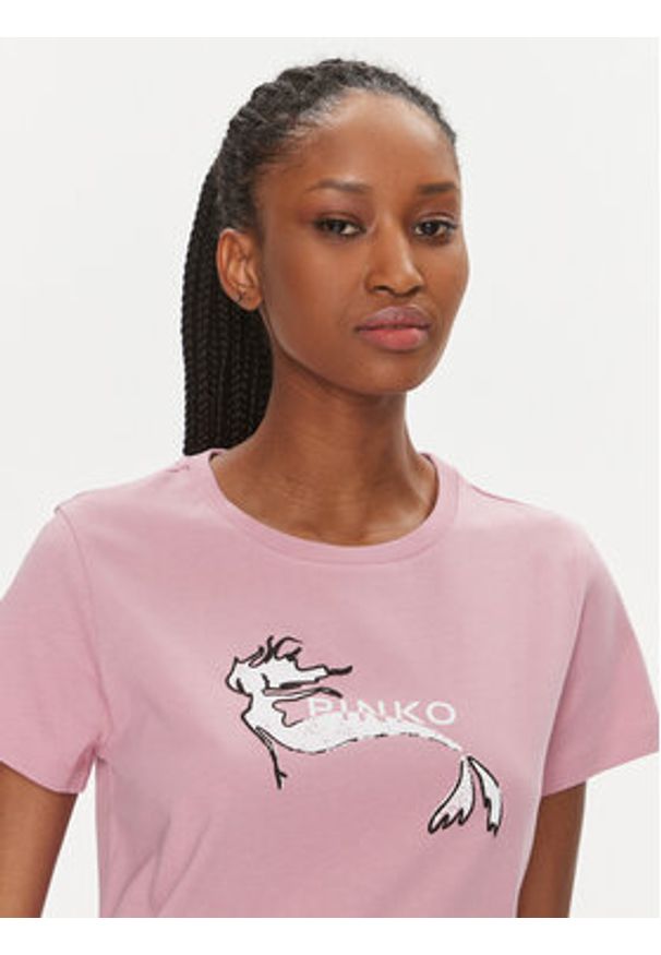 Pinko T-Shirt 100355 A1OC Różowy Regular Fit. Kolor: różowy. Materiał: bawełna