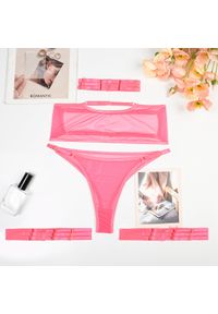 Intica - Komplet bielizny transparentny z chokerem Lashaun. Kolor: różowy. Materiał: materiał #1