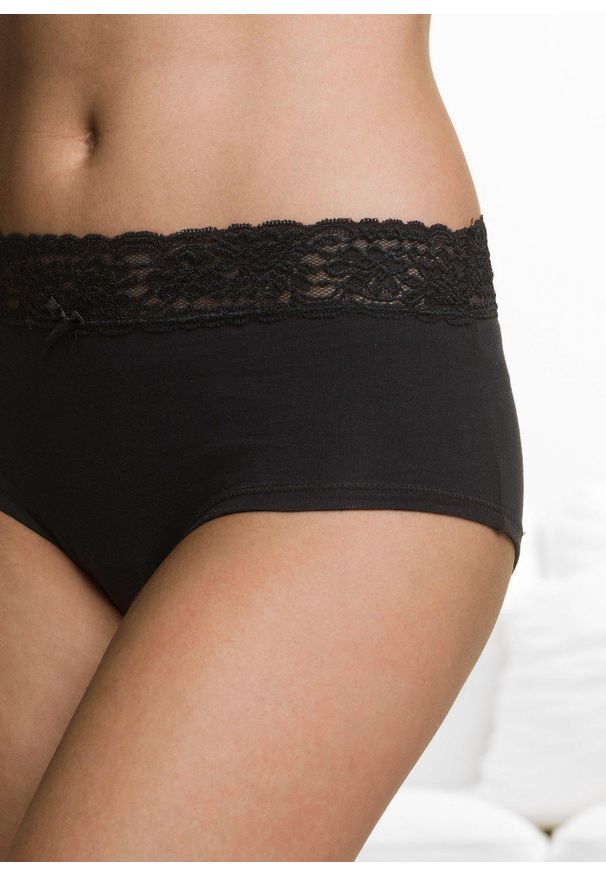 bonprix - Figi panty maxi (4 pary). Kolor: czarny. Wzór: gładki
