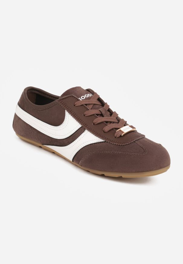 Born2be - Brązowe Zamszowe Sneakersy w Stylu Kultowych Tenisówek Sorisana. Okazja: na co dzień, do pracy. Kolor: brązowy. Materiał: zamsz