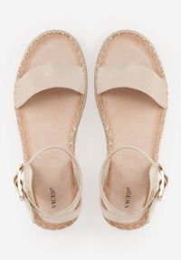 Born2be - Beżowe Sandały VICES na Grubej Podeszwie z Plecionki z Paskiem z Klamerką Jakelise. Okazja: na co dzień. Zapięcie: pasek. Kolor: beżowy. Materiał: len. Sezon: wiosna, lato. Styl: casual #7