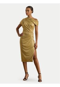 Lauren Ralph Lauren - LAUREN RALPH LAUREN Sukienka koktajlowa 253P03414002 Złoty Slim Fit. Kolor: złoty. Materiał: syntetyk. Styl: wizytowy