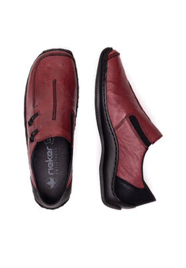 Rieker Półbuty L1751-35 Bordowy. Kolor: czerwony. Materiał: skóra