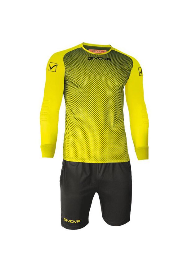 Komplet bramkarski dla dorosłych Givova Kit Manchester FLUO żółto-czarny. Kolor: żółty. Materiał: dresówka. Sport: piłka nożna