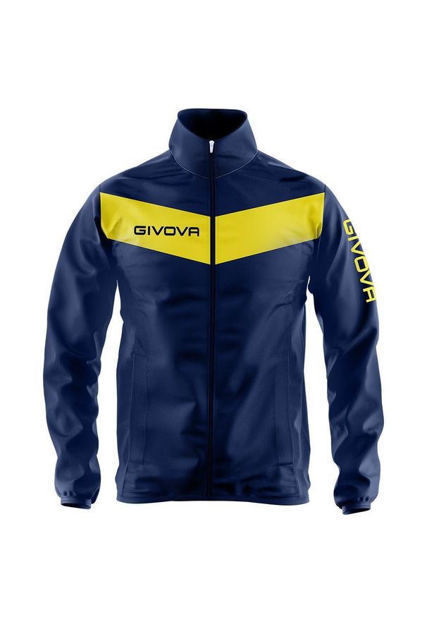 Kurtka sportowa Givova Rain niebiesko-żółta XL. Kolor: niebieski, wielokolorowy, biały. Materiał: poliester, nylon. Styl: sportowy