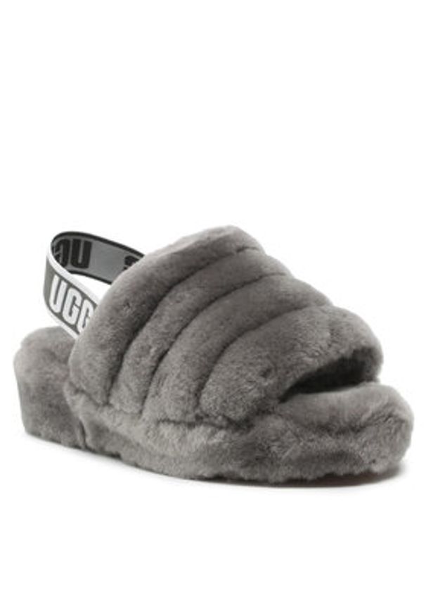 Ugg Kapcie W Fluff Yeah Slide 1095119 Szary. Kolor: szary. Materiał: skóra