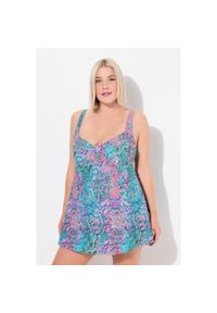 ULLA POPKEN - Damska Sukienka Kąpielowa wężowy skóra miękkie miseczki regulowane ramiączka. Kolekcja: plus size. Kolor: zielony, niebieski, wielokolorowy. Materiał: materiał, poliester, elastan, poliamid #1