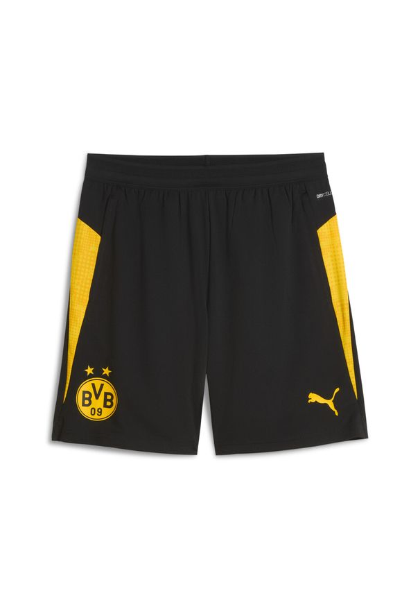Puma - Męskie szorty treningowe Borussia Dortmund PUMA Black Faster Yellow. Kolor: czarny, wielokolorowy, żółty. Sport: fitness