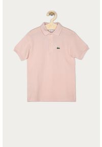 Lacoste - Polo dziecięce 104-176 cm. Okazja: na co dzień. Typ kołnierza: polo. Kolor: różowy. Materiał: bawełna, dzianina. Długość: krótkie. Wzór: gładki, ze splotem. Styl: casual #1