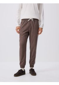 Reserved - Spodnie jogger z lampasami - brązowy. Kolor: brązowy. Materiał: wiskoza, tkanina #1
