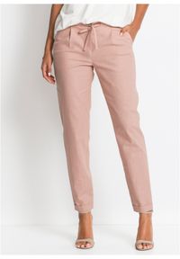 bonprix - Spodnie lniane. Kolor: różowy. Materiał: len #1