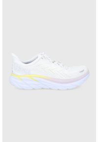 Hoka One One - Buty Clifton 8. Nosek buta: okrągły. Zapięcie: sznurówki. Kolor: biały. Materiał: guma. Wzór: geometria. Sport: bieganie #1