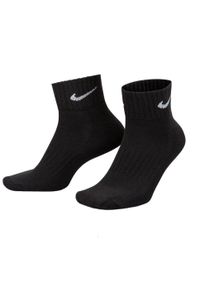 Nike - Bawełniane Skarpetki Unisex Dla Dorosłych Value Quarter (zestaw 3 Sztuk). Kolor: czarny. Materiał: bawełna. Sport: turystyka piesza