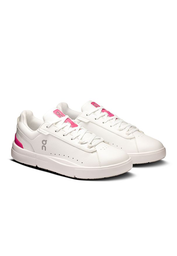 On - ON The Roger Advantage White | Pink Sneakersy damskie. Okazja: na co dzień, na spacer. Kolor: biały. Materiał: skóra. Szerokość cholewki: normalna. Sport: tenis, turystyka piesza