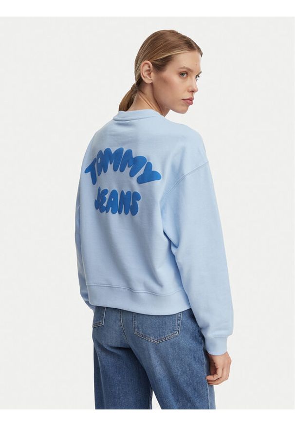 Tommy Jeans Bluza Bubble Logo DW0DW22366 Niebieski jasny Boxy Fit. Kolor: niebieski. Materiał: bawełna
