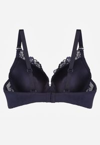 Born2be - Granatowy Klasyczny Biustonosz Zdobiony Koronką Idarodia. Kolor: niebieski. Materiał: koronka. Wzór: koronka, aplikacja #6