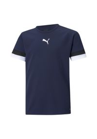 Koszulka piłkarska dla dzieci Puma teamRISE Jersey Jr. Kolor: niebieski, wielokolorowy, czarny. Materiał: poliester. Sport: piłka nożna