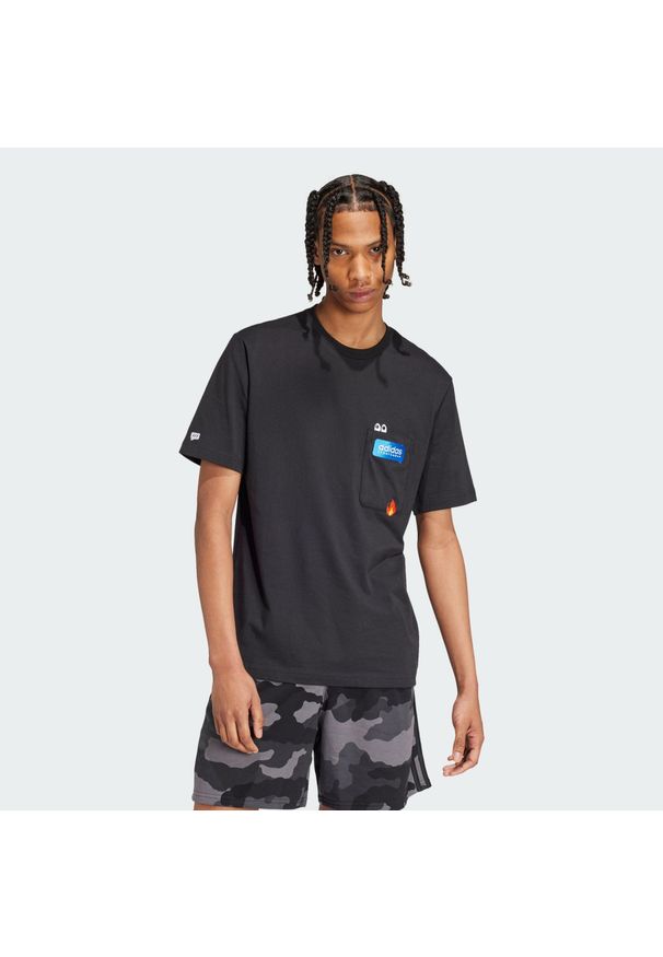 Adidas - Koszulka Remoji Pocket Graphic. Kolor: czarny. Sport: fitness