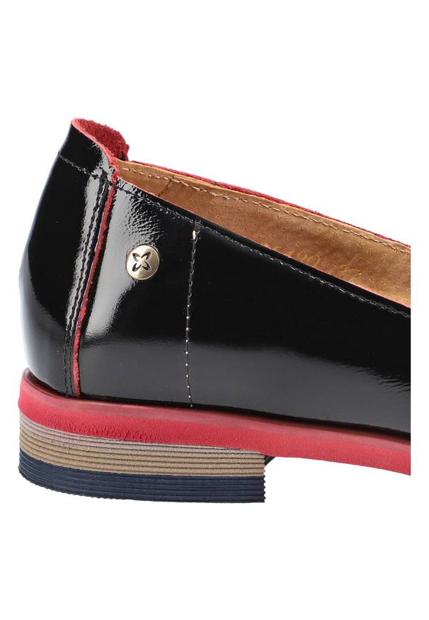 Czarne Półbuty Maciejka Damskie Stylowe Buty. Okazja: na co dzień. Kolor: czarny. Materiał: skóra, materiał, lakier. Obcas: na obcasie. Styl: elegancki. Wysokość obcasa: niski