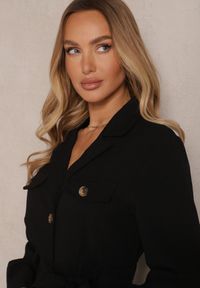 Renee - Czarny Długi Kombinezon w Stylu Utility Wiązany w Talii Daneloria. Okazja: na co dzień. Kolor: czarny. Długość rękawa: długi rękaw. Długość: długie. Styl: klasyczny, casual #4