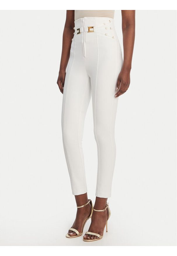 Elisabetta Franchi Spodnie materiałowe PA-158-61E2-V350 Biały Skinny Fit. Kolor: biały. Materiał: syntetyk