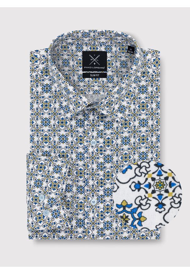 Pako Lorente - PAKO LORENTE – Koszula w kolorze białym w oryginalny wzór. Okazja: na co dzień. Kolor: biały. Styl: casual