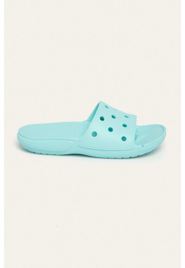 Crocs - Klapki. Kolor: niebieski. Materiał: guma, materiał. Wzór: gładki