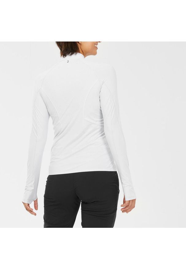 quechua - Koszulka turystyczna damska z długim rękawem Quechua MH550. Kolor: szary, niebieski, wielokolorowy. Materiał: poliester, materiał, elastan. Długość rękawa: długi rękaw. Długość: długie. Sport: turystyka piesza