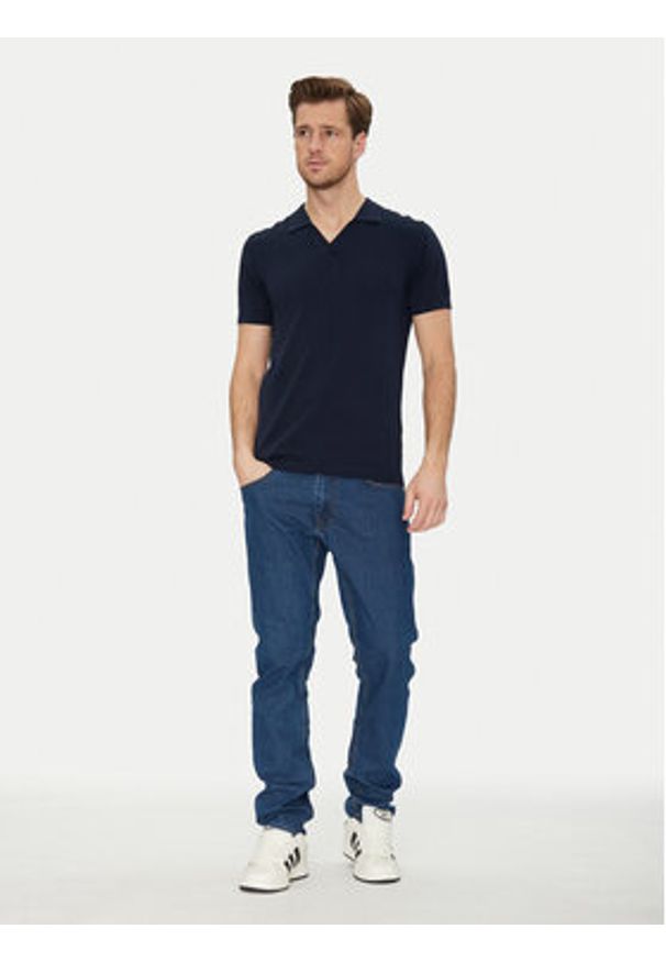 Blend Polo 20718362 Granatowy Regular Fit. Typ kołnierza: polo. Kolor: niebieski. Materiał: bawełna