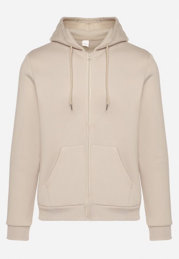 Born2be - Beżowa Rozpinana Bluza z Bawełną i Kapturem Typu Oversize Diosa. Okazja: na co dzień. Kolor: beżowy. Materiał: bawełna. Sezon: wiosna, jesień. Styl: klasyczny, casual
