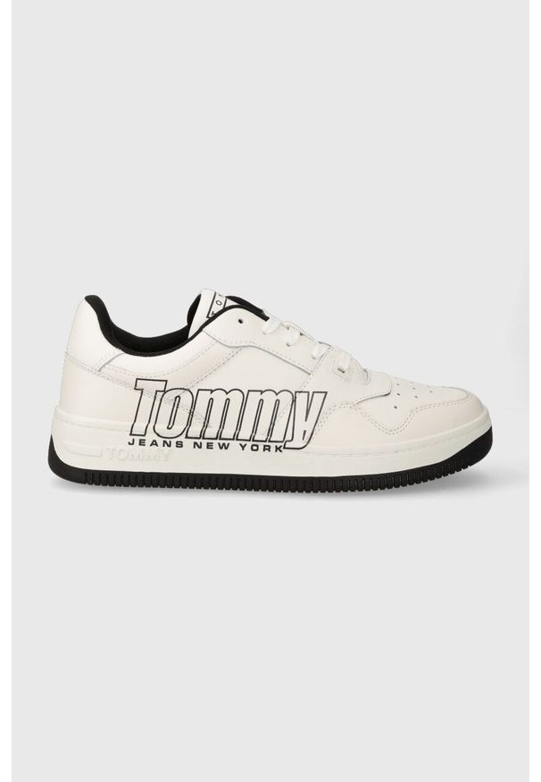 Tommy Jeans sneakersy TJM BASKET LOGO kolor biały EM0EM01257. Nosek buta: okrągły. Kolor: biały. Materiał: guma