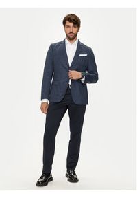BOSS - Boss Marynarka H-Hutson-224 50521645 Granatowy Slim Fit. Kolor: niebieski. Materiał: wełna