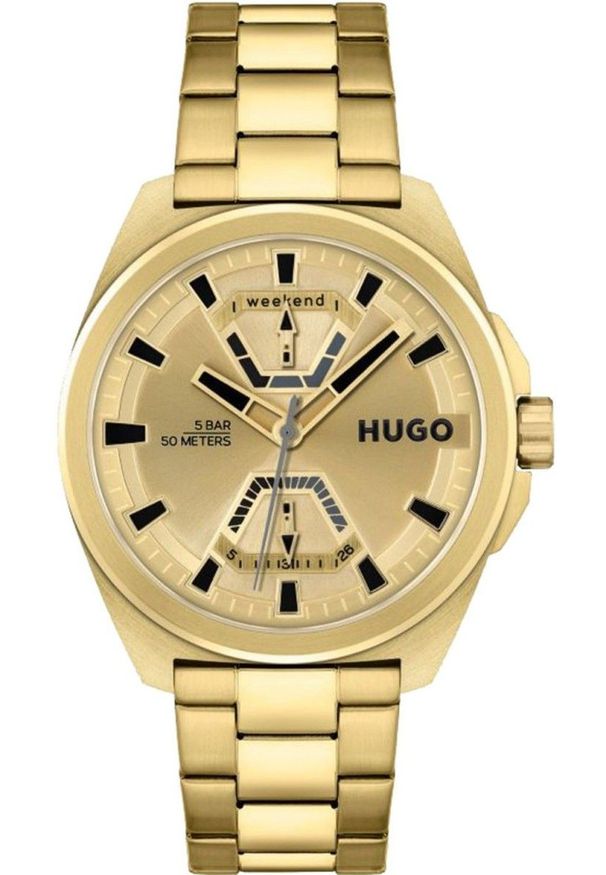 Hugo - Zegarek HUGO 1530243. Kwarcowy, Kolor złoty. Mężczyzna. NoSize. Kolor: złoty