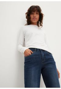 bonprix - Dżinsy ze stretchem Straight, mid waist. Kolor: niebieski