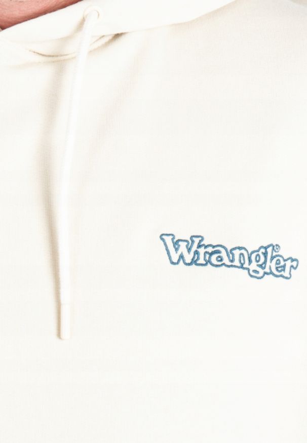 Wrangler - WRANGLER GRAPHIC HOODIE MĘSKA BLUZA LOGO NADRUK TURTLEDOVE W674I3C23 112337483. Wzór: nadruk