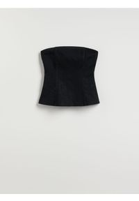 Reserved - Bluzka z błyszczącą aplikacją - czarny. Kolor: czarny. Materiał: tkanina, bawełna. Wzór: aplikacja #1