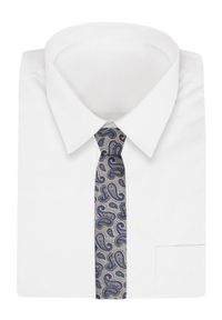 Alties - Krawat - ALTIES - Ciemnobeżowy, Granatowe Paisley. Kolor: niebieski, brązowy, wielokolorowy, beżowy. Materiał: tkanina. Wzór: paisley. Styl: elegancki, wizytowy #2