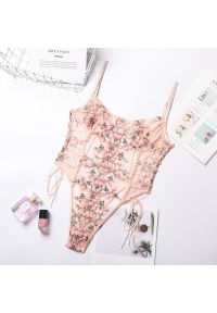 Intica - Body z haftem transparentne eleganckie Marice. Kolor: wielokolorowy. Materiał: materiał. Wzór: haft