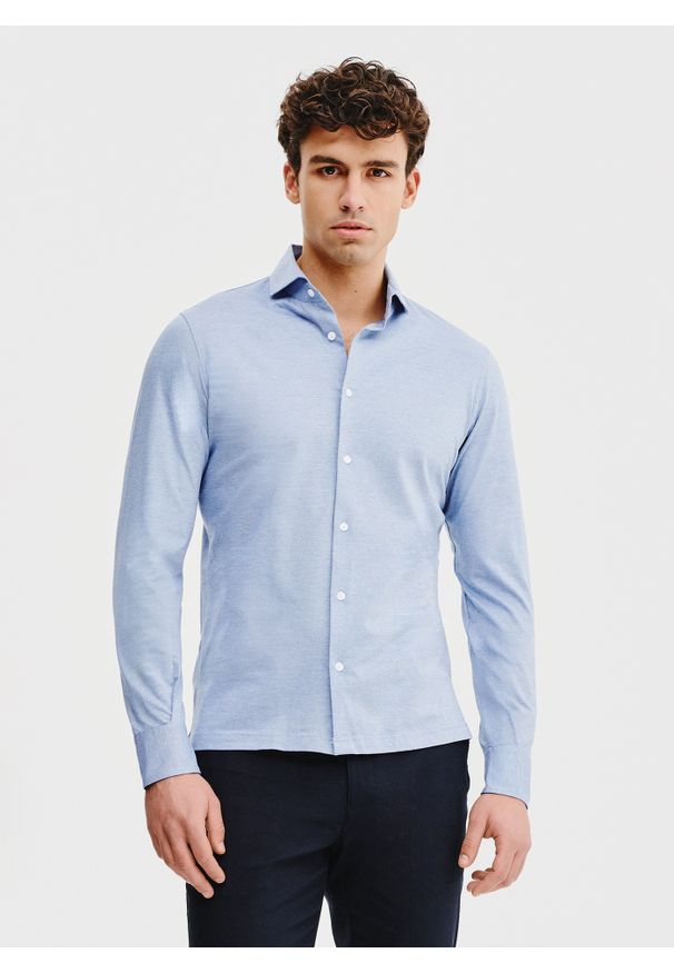 Pako Lorente - PAKO LORENTE – Bawełniana koszula męska w kolorze niebieskim. Kolor: niebieski. Materiał: bawełna