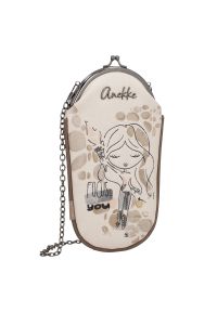 Etui na okulary damskie Anekke, z dekoracyjnym nadrukiem i metalowym logo zamykane na zatrzask z ozdobnym łańcuszkiem łączy praktyczność z oryginalny. Wzór: nadruk. Styl: casual, elegancki, klasyczny. Rodzaj torebki: na ramię #1
