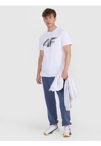 4f - 4F T-shirt regular z nadrukiem męski - biały 3XL. Okazja: na co dzień. Kolor: biały. Materiał: dzianina, bawełna, jersey. Długość rękawa: krótki rękaw. Długość: krótkie. Wzór: nadruk. Styl: klasyczny, sportowy, casual