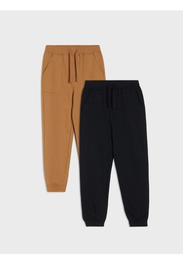 Sinsay - Spodnie dresowe jogger 2 pack - brązowy. Kolor: brązowy. Materiał: dresówka