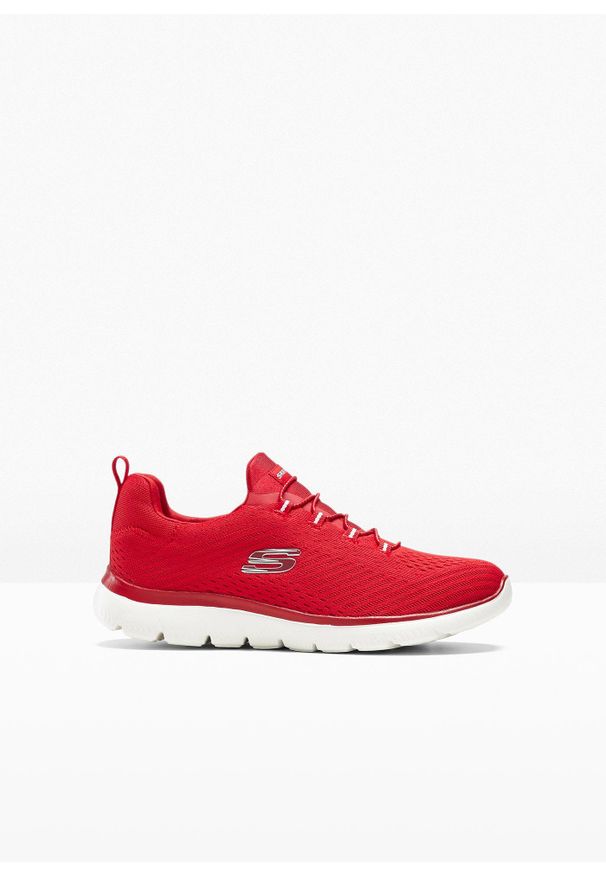 bonprix - Wygodne sneakersy Skechers z pianką memory. Kolor: czerwony. Materiał: materiał