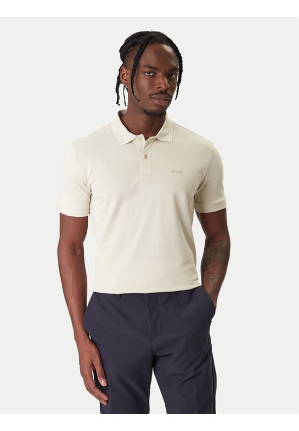 BOSS Polo Pio 1 50554574 Beżowy Regular Fit. Typ kołnierza: polo. Kolor: beżowy. Materiał: bawełna