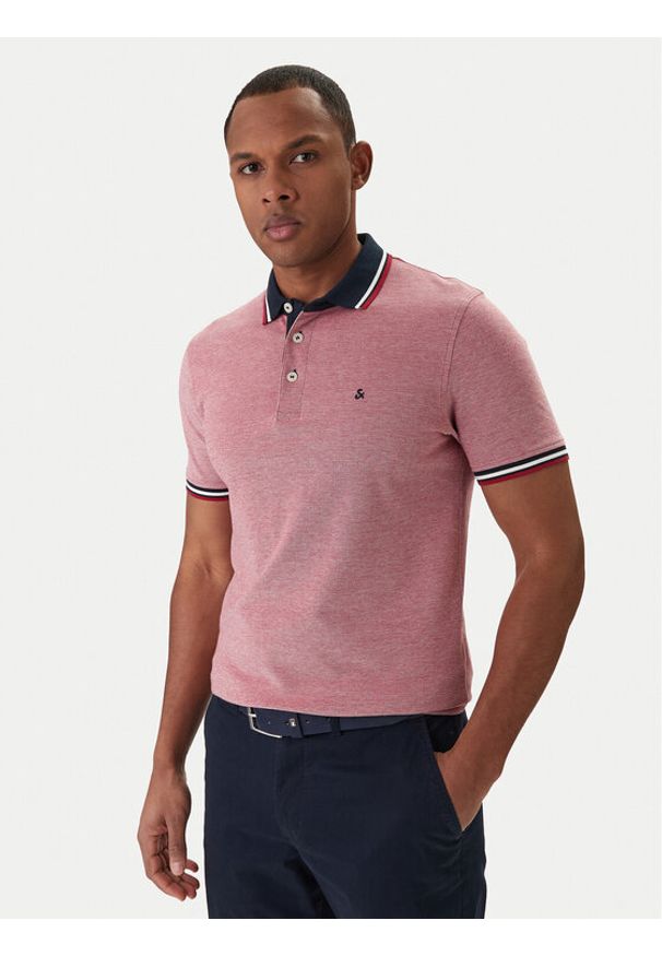Jack & Jones Polo Paulos 12136668 Czerwony Slim Fit. Typ kołnierza: polo. Kolor: czerwony. Materiał: bawełna