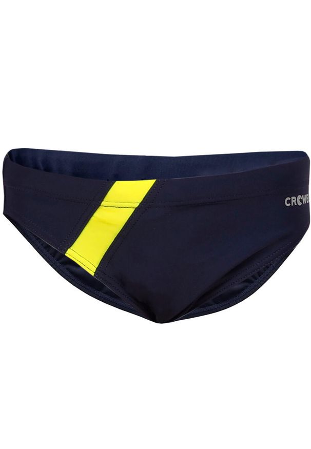 CROWELL - Kąpielówki pływackie dla chłopca Crowell Oscar granatowo-żółte. Kolor: niebieski