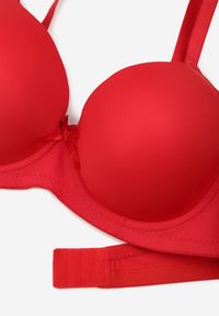 Born2be - Czerwony Klasyczny Biustonosz o Gładkim Wykończeniu z Kokardką Adothyia. Kolor: czerwony. Wzór: gładki #6