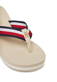 TOMMY HILFIGER - Tommy Hilfiger Japonki Th Corporate Wedge Beach Sandal FW0FW08520 Beżowy. Kolor: beżowy. Materiał: materiał #4