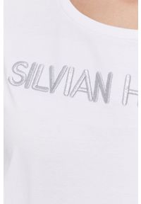 Silvian Heach - T-shirt. Kolor: biały. Materiał: dzianina. Wzór: aplikacja #5