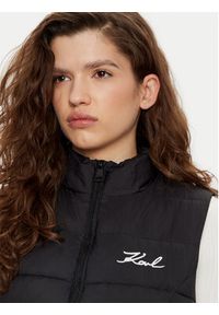 Karl Lagerfeld - KARL LAGERFELD Bezrękawnik 246W1512 Czarny Slim Fit. Typ kołnierza: dekolt w karo. Kolor: czarny. Materiał: syntetyk. Długość rękawa: bez rękawów #4